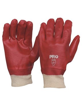 Red PVC Knit Wrist Gloves 27cm 12pk