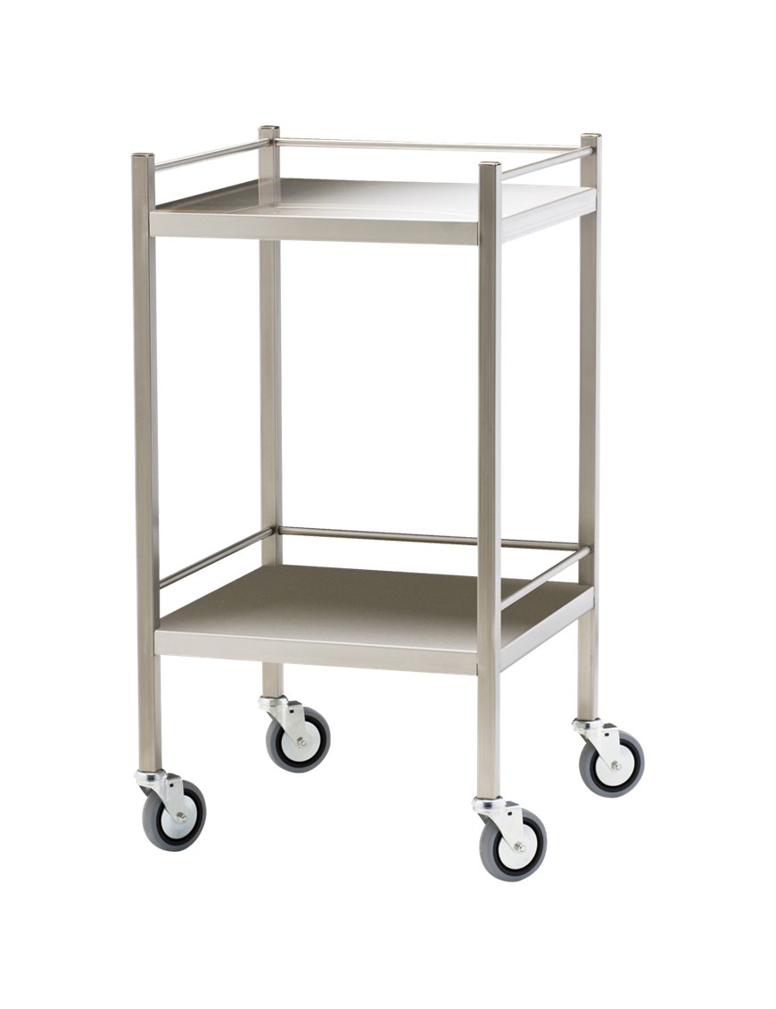 Small Stainless Steel Trolley with Rails 50 x 50 x 97cm