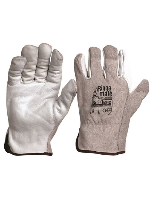 Riggamate Natural Cowgrain Palm / Split Back Gloves 12pk