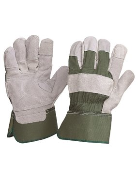 Green Cotton / Leather Gloves 12pk