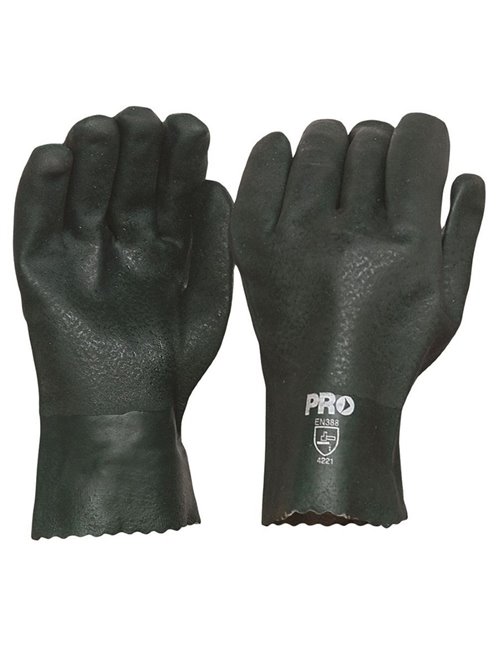 27cm Green Double Dipped PVC Gloves 12pk