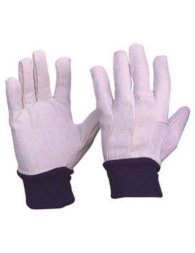 Cotton Drill Blue Knit Wrist Gloves Men's Size 12pk