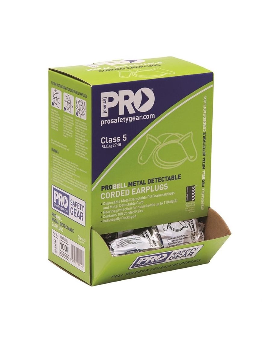 Probell Metal Detectable Earplugs Corded Carton 10 Boxes