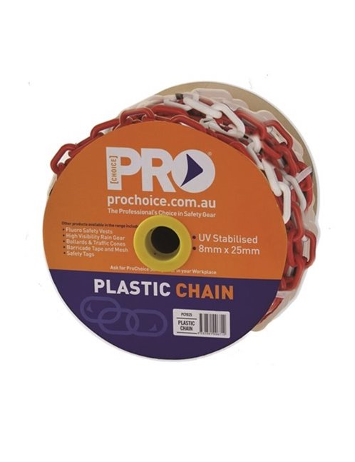 8mm Red/White chain 25m Roll - Carton of 4