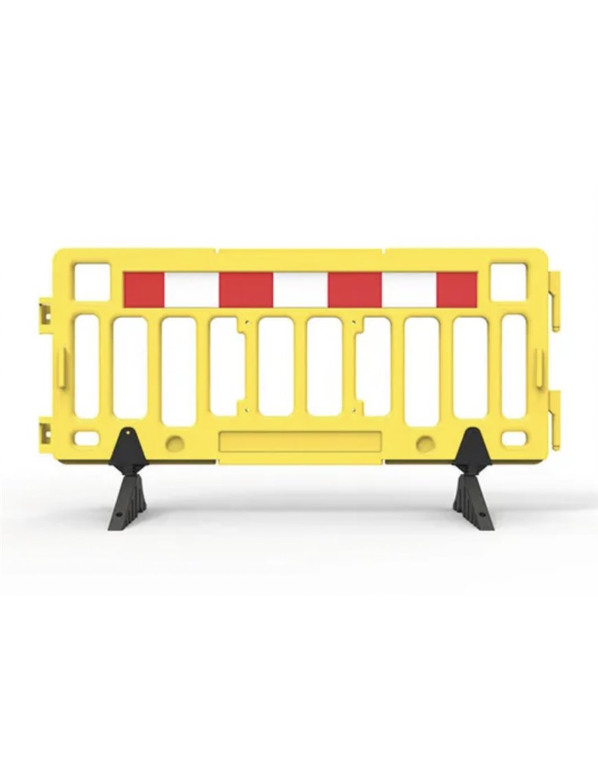 Plastic Fence Barrier with Rubber Foot 2000 x 1000mm-Hi-vis Yellow with Reflective Panels