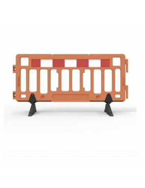 Plastic Fence Barrier with Rubber Foot 2000 x 1000mm-Hi-vis Orange with Reflective Panels