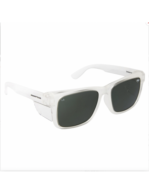 Safety Glasses Frontside Polarised Smoke Lens With Clear Frame Carton Of 144