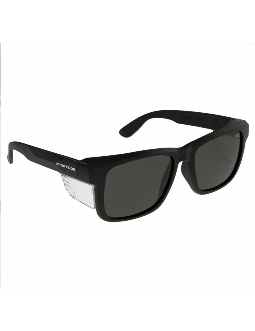 Safety Glasses Frontside Smoke Lens With Black Frame Carton Of 144