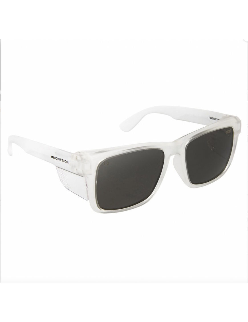 Safety Glasses Frontside Smoke Lens With Clear Frame Carton Of 144