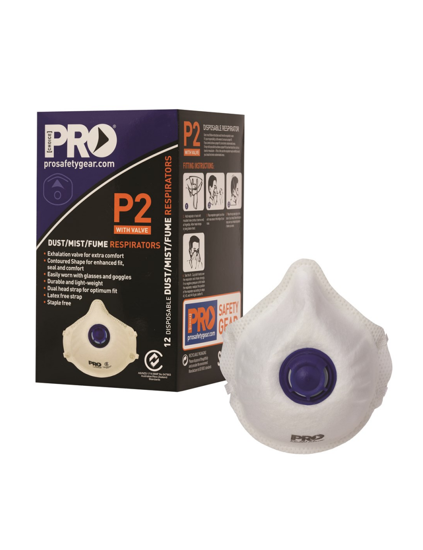 Dust Masks P2+Valve Box Of 12