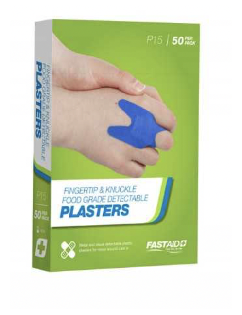 Food Grade Plasters Metal and Visual Detectable Fingertip and Knuckle 50pk