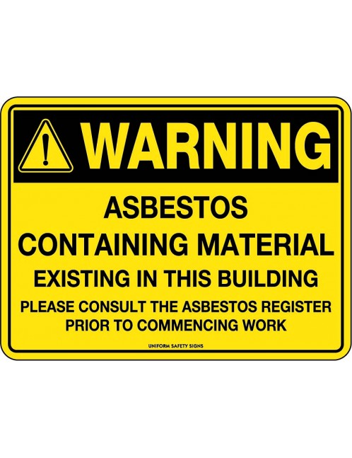 Caution Sign - Warning Asbestos Existing in This Building  Poly