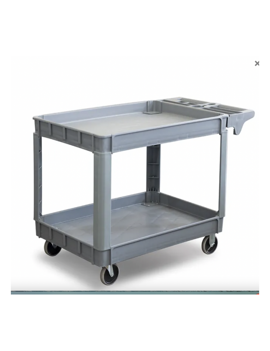 Utility Cart - 2 Level Service Cart - Plastic with Castors and Handle