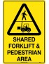 Caution Sign - Shared Forklift & Pedestrian Area (With Picto In Triangle)  Metal