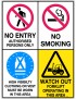 Caution Sign - No Entry / No Smoking / Hi Visibility / Watch Out For Forklifts  Corflute