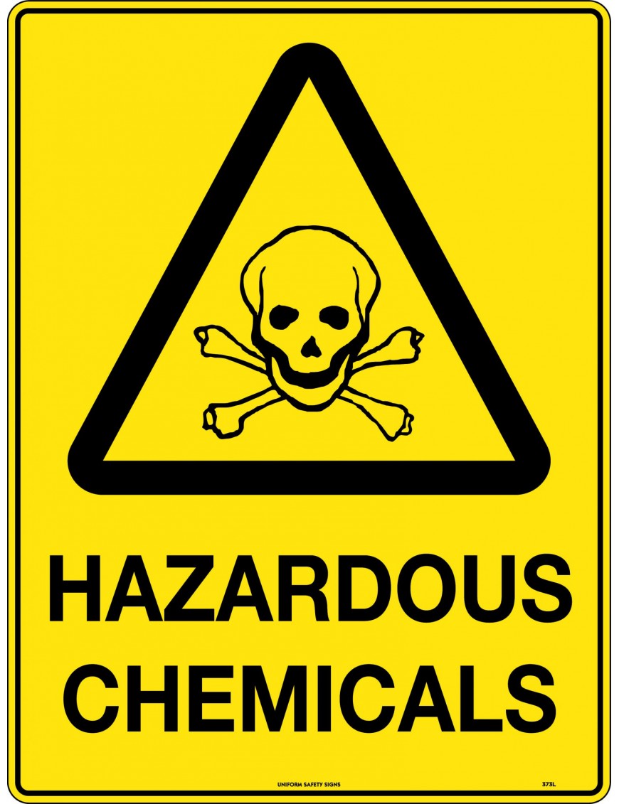 Caution Sign -  Hazardous Chemicals  Metal