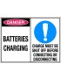 Caution Sign - Batteries Charging/Charge Must Be Shut Off Before Connecting Or Disconnecting  Metal