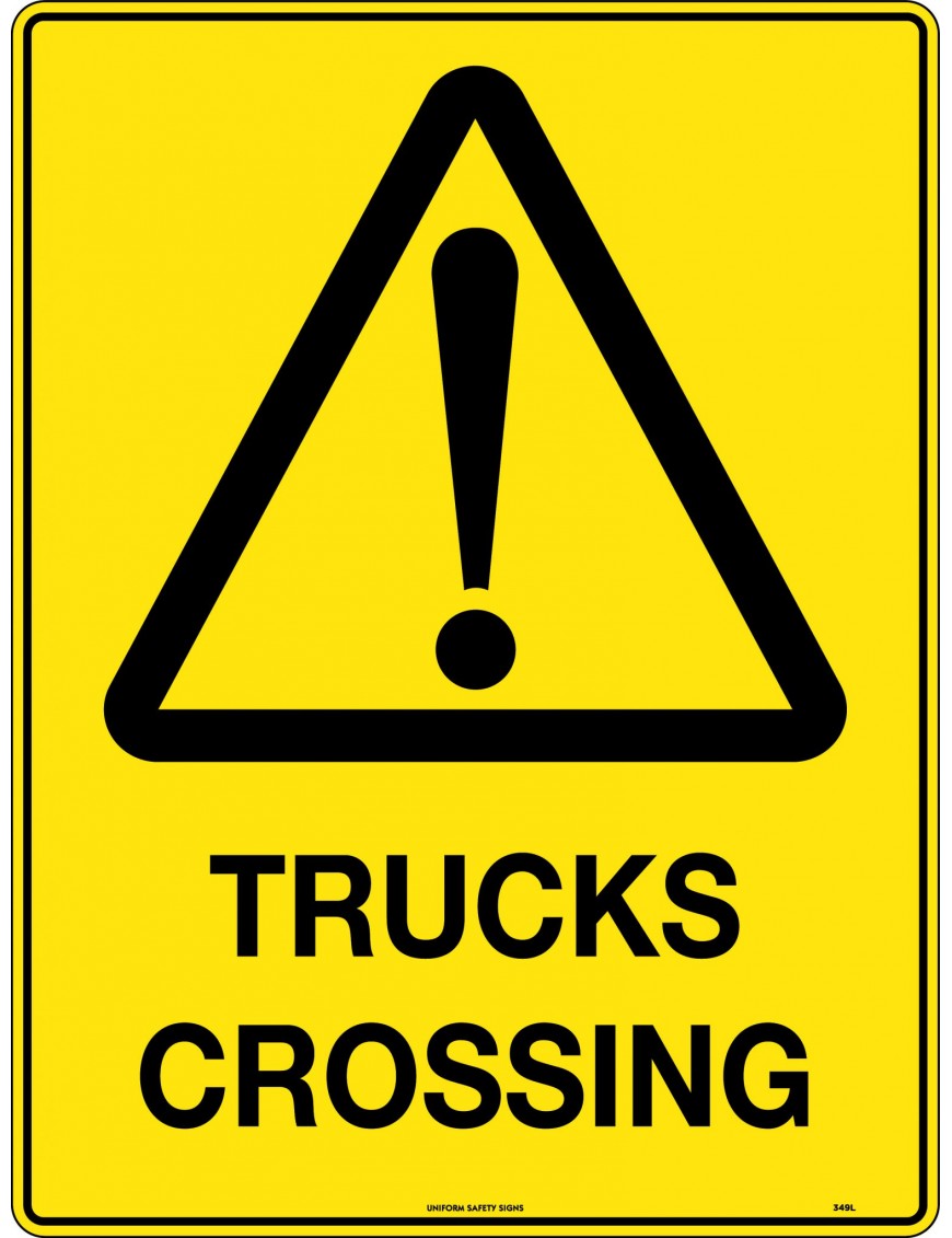 Caution Sign - Trucks Crossing  Poly