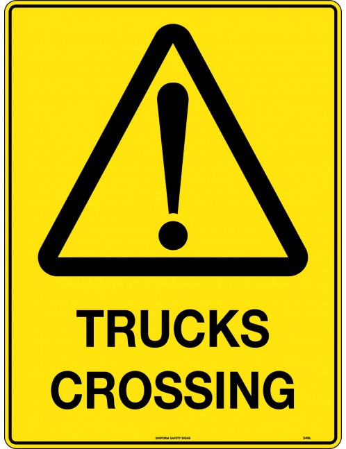 Caution Sign - Trucks Crossing  Metal