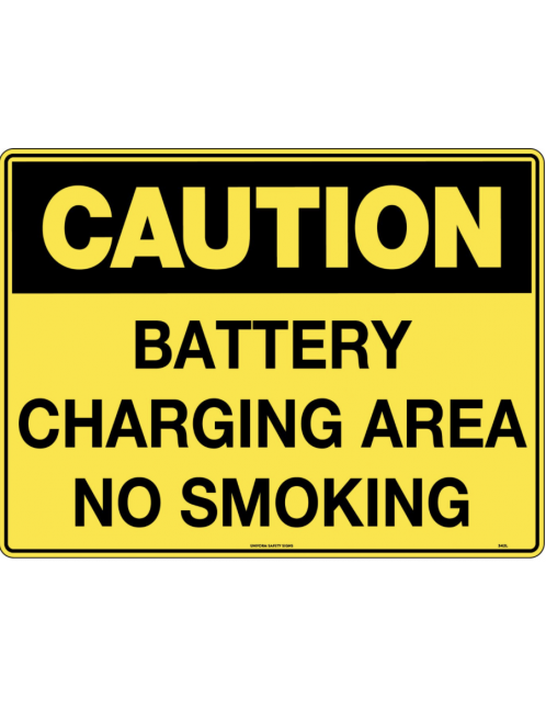 Caution Sign -  Battery Charging Area No Smoking  Metal