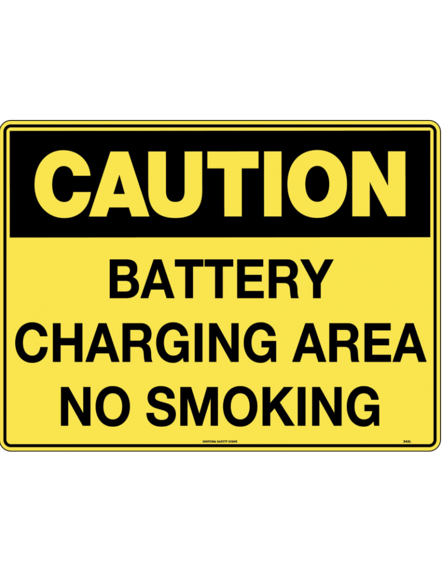 Caution Sign -  Battery Charging Area No Smoking  Poly