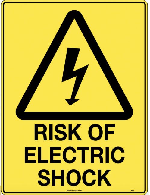 Caution Sign - Risk of Electric Shock  Metal