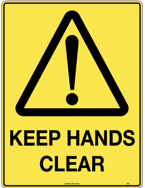 Caution Sign - Keep Hands Clear  Metal