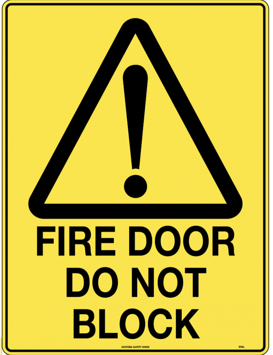 Caution Sign - Fire Door Do Not Block  Metal