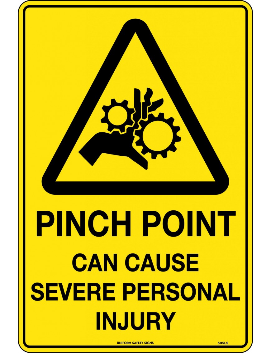 Caution Sign -  Pinch Point Can Cause Severe Personal Injury  Metal