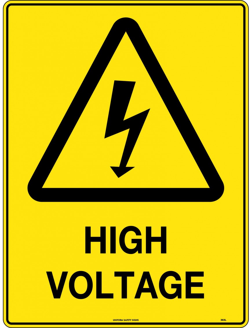 Caution Sign - High Voltage  Metal