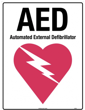 First Aid Sign - Black,Red/White AED With Symbol  Metal