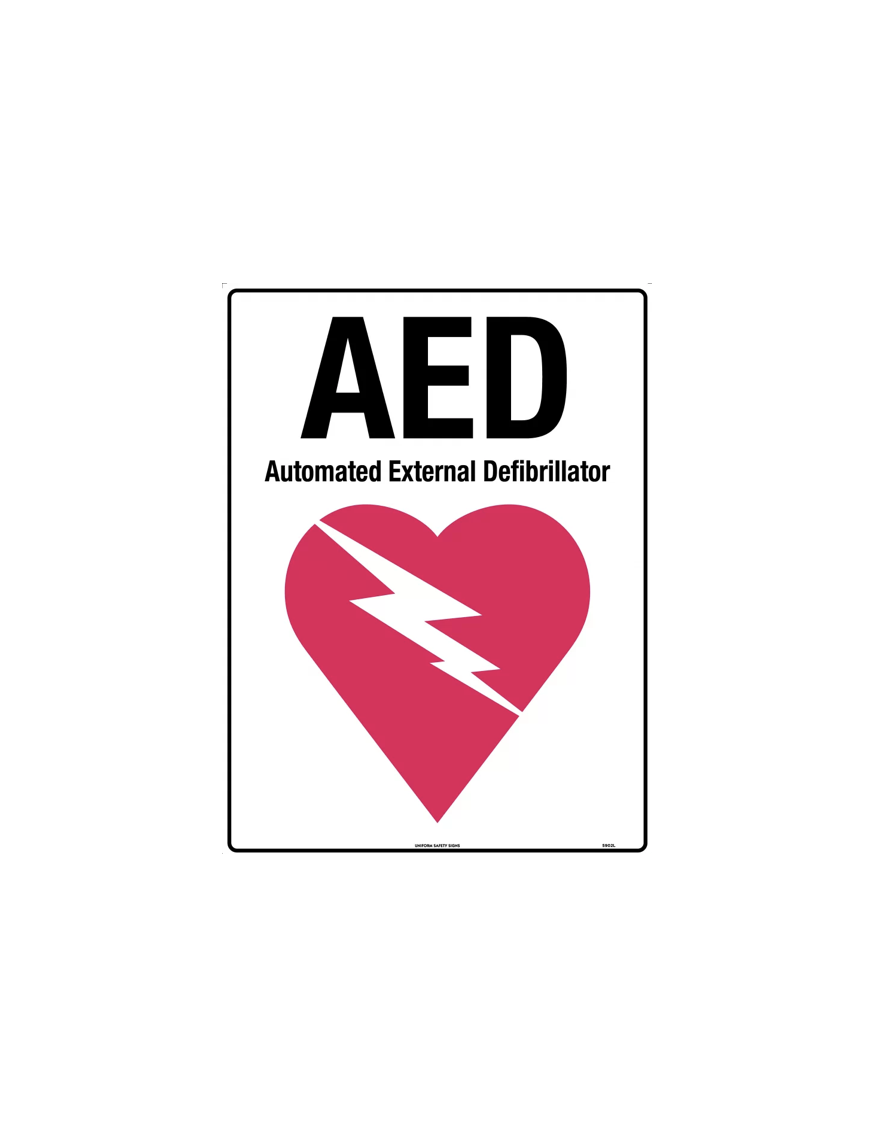 First Aid Sign - Black,Red/White AED With Symbol  Metal