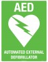 First Aid Sign - White/Green AED With Symbol  Poly