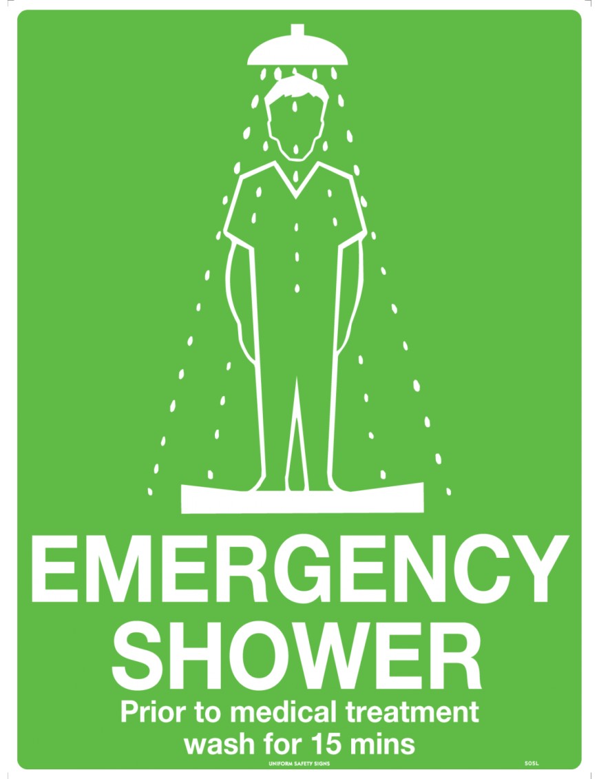 Emergency Information Sign - Emergency Shower  Metal