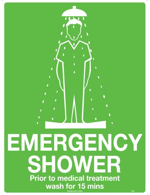 Emergency Information Sign - Emergency Shower  Metal