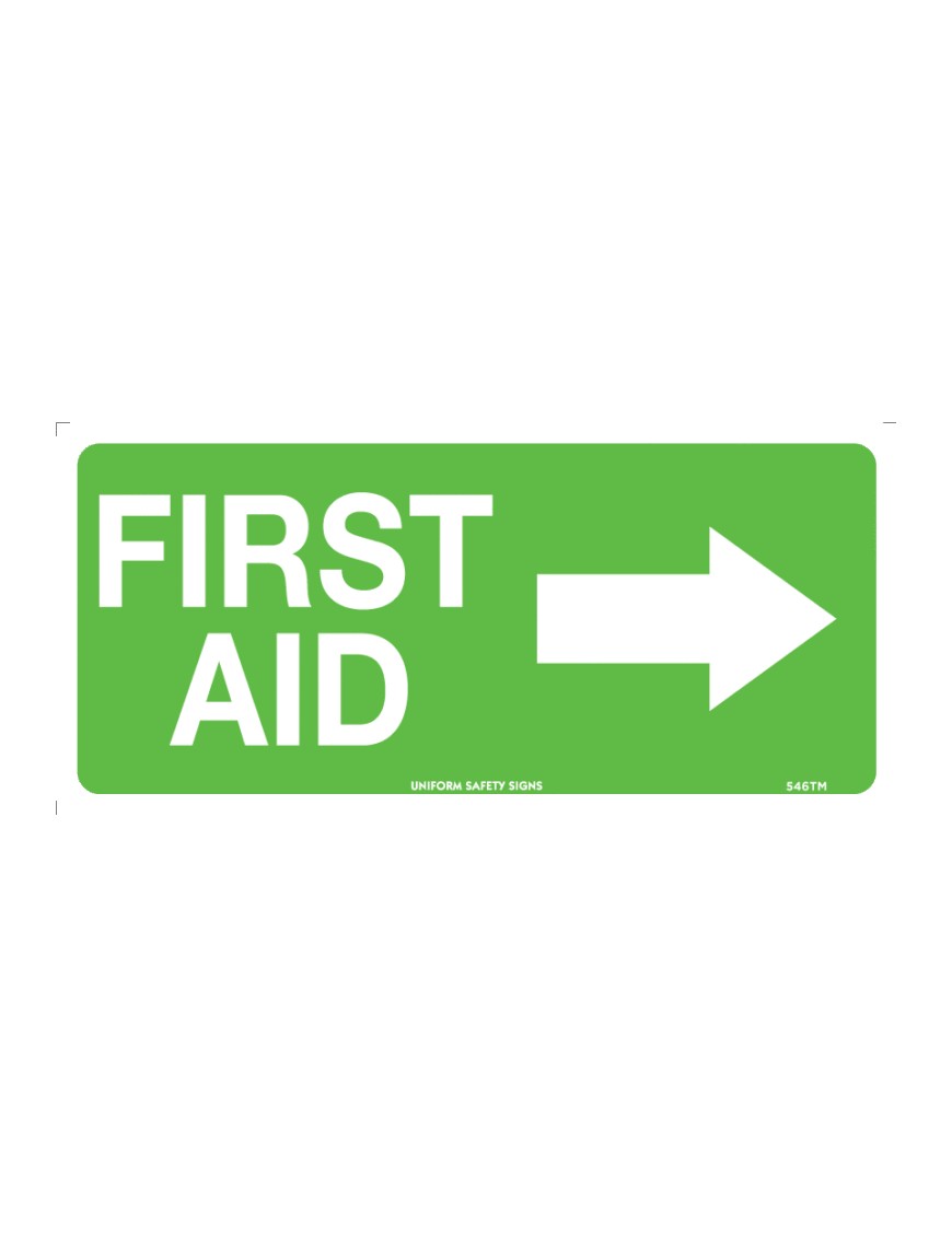 First Aid Sign - First Aid With Right Arrow 300x140mm Poly