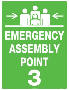 Emergency Information Sign - Emergency Assembly Point 3  Metal