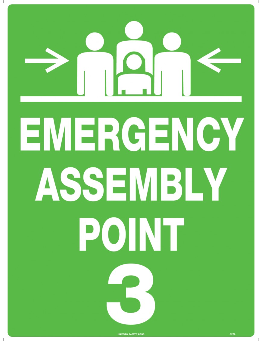 Emergency Information Sign - Emergency Assembly Point 3  Metal