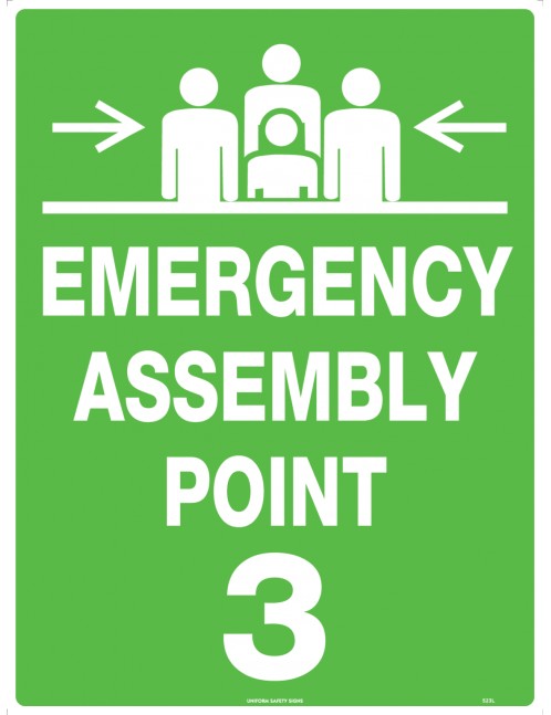 Emergency Information Sign - Emergency Assembly Point 3  Metal