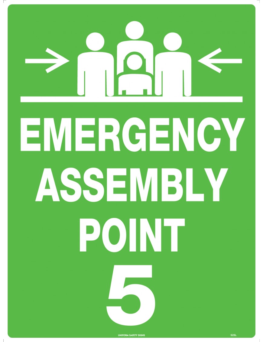 Emergency Information Sign - Emergency Assembly Point 5  Metal