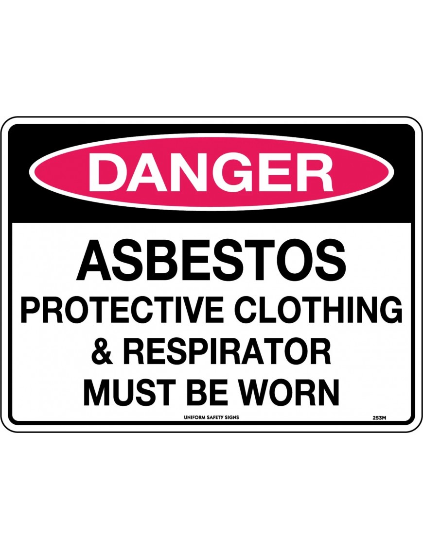 Danger Sign - Asbestos Protective Clothing & Respirator Must be Worn  Metal