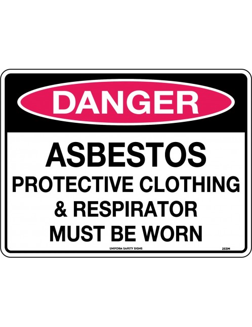 Danger Sign - Asbestos Protective Clothing & Respirator Must be Worn  Metal