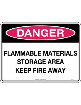 Danger Sign -  Flammable Materials Storage Area Keep Fire Away   Poly