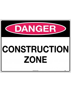 Danger Sign -  Construction Zone  Corflute