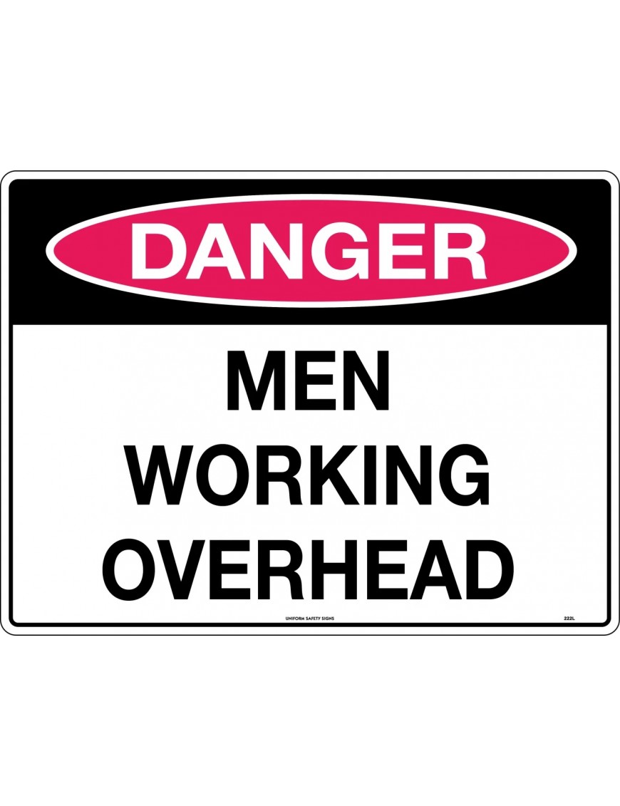 Danger Sign -  Men Working Overhead  Metal