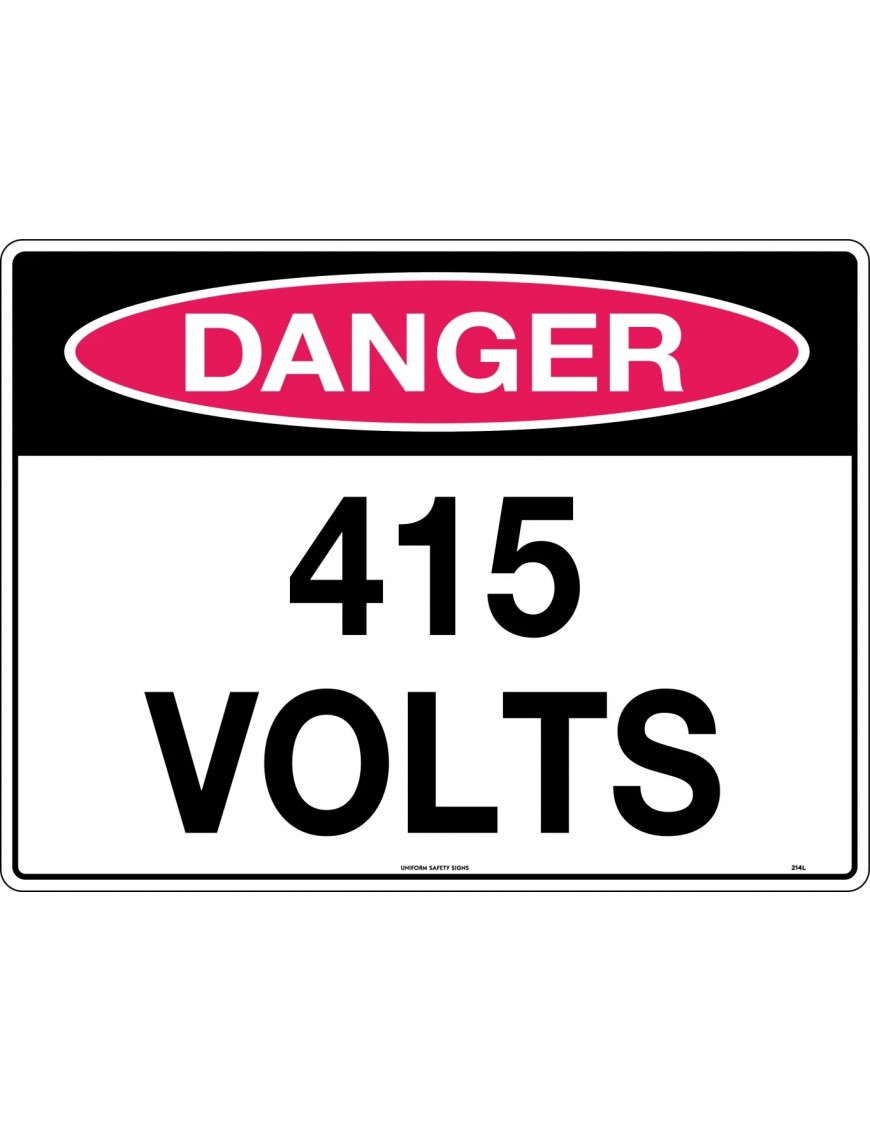 Danger Sign -  415 Volts   Metal