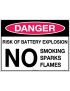 Danger Sign -  Risk of Battery Explosion No Smoking Sparks Flames  Metal