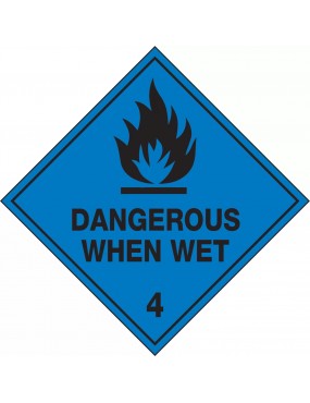 Hazchem Labels – Dangerous When Wet 4  Metal