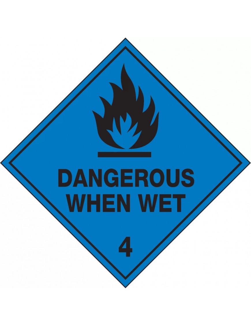 Hazchem Labels – Dangerous When Wet 4  Metal