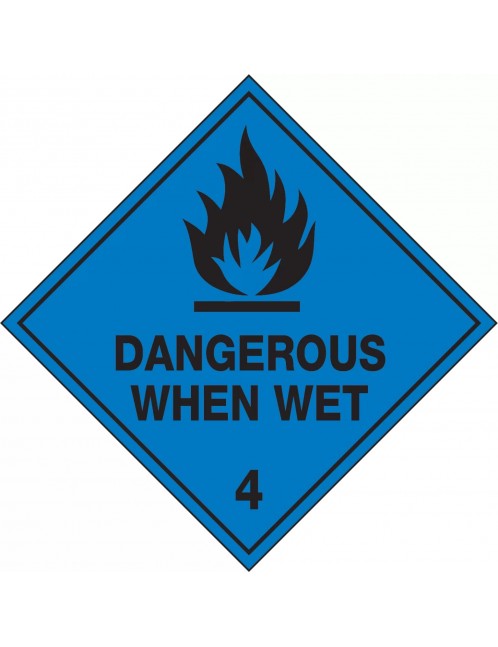 Hazchem Labels – Dangerous When Wet 4  Metal